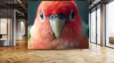 Observing the camera with curious eyes is a beautiful lovebird parrot Wall mural