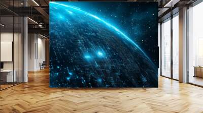 Sphere with digital world map on screen, globe, globe, digital, world map, technology, internet, global, globe Wall mural