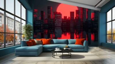 The background should be sleek and modern with an abstract design Wall mural