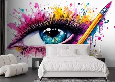 The image shows a beauty eye makeup cosmetics eyeliner against a white background generated by stock Wall mural