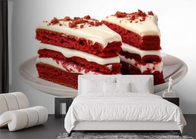 A Delicious Duo: Two Velvety Slices on Transparent PNG Background... Wall mural