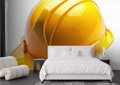 A yellow hard hat on transparent background Wall mural