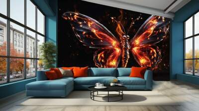 butterfly on black background Wall mural