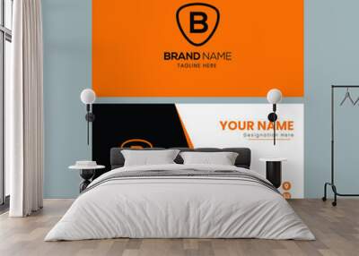 Clean Orange Business Card Template. Visiting Card Template. Professional Business Card Template Wall mural