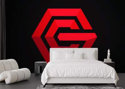 GC initial 3d letter logo design vector Wall mural