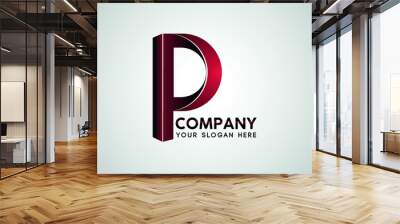 P 3d letter stylish logo design initial brand company. Wall mural