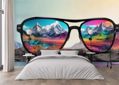 sunglasses on the beach Wall mural