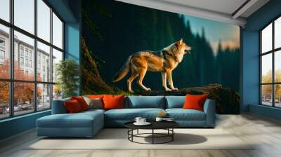 wolf in the mountains Wall mural