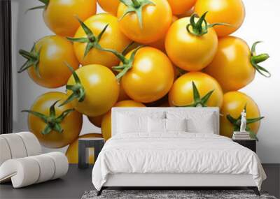 Yellow cherry tomatoes Isolated on transparent background Wall mural