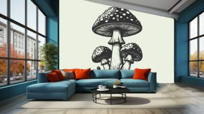 mushroom outline set silhouette illustration Wall mural