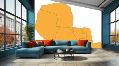 Ñeembucú Map is highlighted on the Paraguay map with detailed state and region outlines. Wall mural