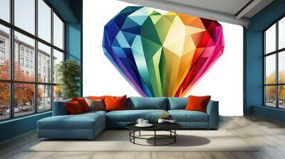 a rainbow-colored diamond,  isolated on a transparent background Wall mural