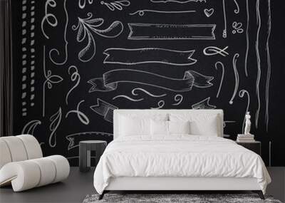 Chalk decorative elements set Wall mural