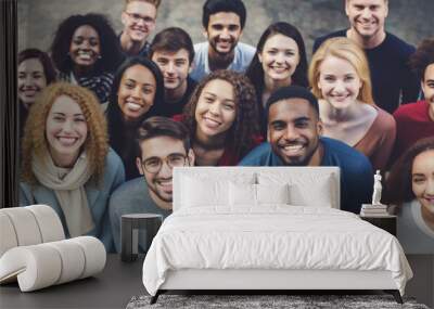 large mixed group of multicultural people, international students or friends. diversity concept. Wall mural