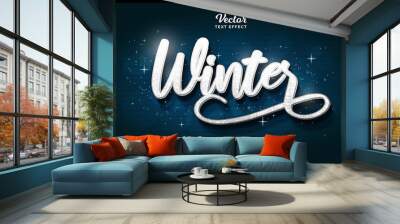 glittering winter text effect editable eps cc Wall mural