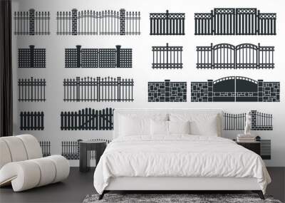 Vector fence silhouette set Wall mural