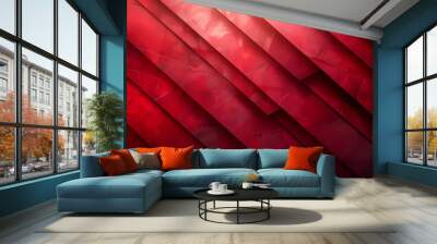 Craft an image of crimson geometry with an abstract background adorned by striking red geometric stripes 4k wallpaper Wall mural