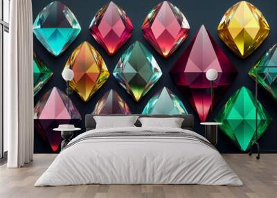 Abstract background of crystal refraction, gemstone textures Wall mural