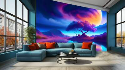 landscape with moon Wall mural