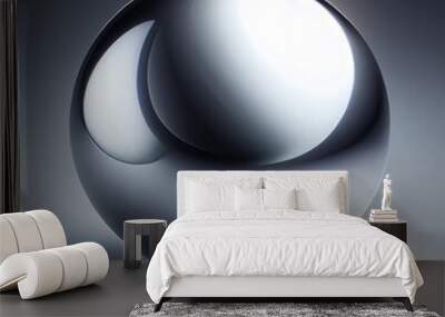 3D sphere with metallic design and light reflections isolated grey background Wall mural