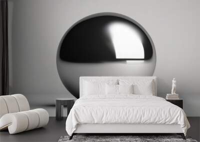 A 3D black white sphere designed as a glossy button or icon representing technology and multimedia with a play arrow symbol Wall mural