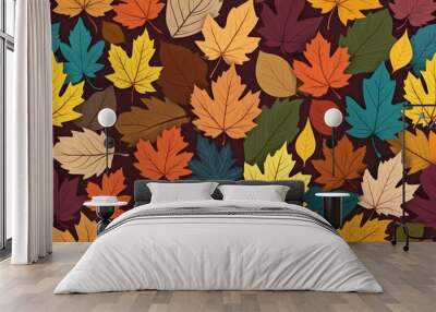 autumn leaves seamless pattern Wall mural