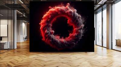 background of red round with smoke on dark with space for text Wall mural