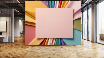 Colorful paper backdrop with pencils, perfect for school supplies, stationery, or art project background Wall mural