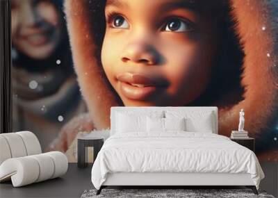 mother and child in winter Wall mural