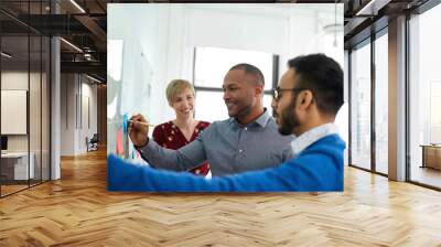 Diverse team of creative millennial coworkers in a startup brain Wall mural