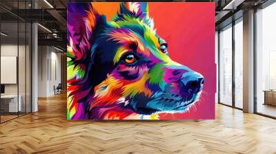 colorful abstract dog head banner design Wall mural