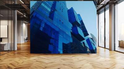 Modern futuristic blue building in Melbourne Wall mural