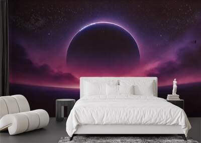 A wallpaper showing a deep purple sky transitioning into black, evoking the witching hour. Wall mural