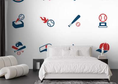 baseball color icon set Wall mural