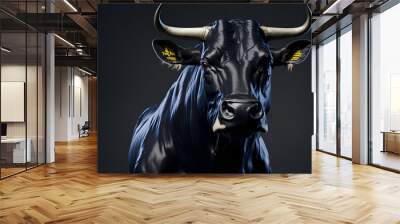 Portrait of bull in a business suit. (Generative AI) Wall mural