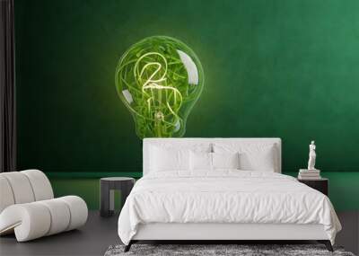 An illustration of a light bulb, symbolizing sustainable energy and environmental care. This concept represents green energy with a focus on protecting the Earth. Wall mural