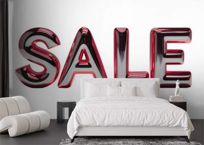 Red sale text typography transparent background PNG. Festive Sale, Season sale png Wall mural