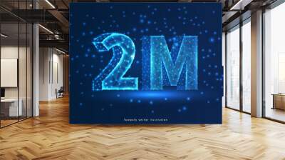 2 million, 2m online social group, happy banner celebrate, Vector Wall mural