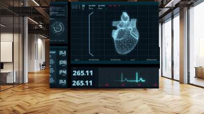 human heart futuristic medical hologram 3d illustration. Wall mural