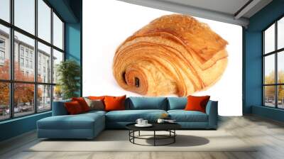 french traditional chocolate croissant with two piece of dark chocolate inside - petit pain au choco Wall mural