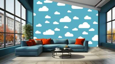 Blue cloud seamless pattern vector design baby art. Baby shower clouds , sky seamless pattern texture . - Vector Wall mural