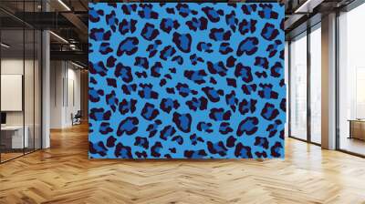 Blue leopard seamless pattern . Animal print. Vector background Wall mural