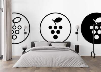 Grape Icon Food Fruits, bunches of grapes icons editable stroke, flat design style isolated on white Wall mural