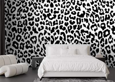 Leopard seamless pattern. White and black. Animal print. Vector background. Wall mural