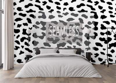 Leopard seamless pattern. White and black. Animal print. Vector background. Wall mural