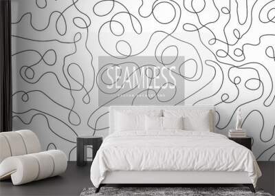 line abstract seamless pattern with hand drawn lines. wavy striped vector illustration. irregular ab Wall mural