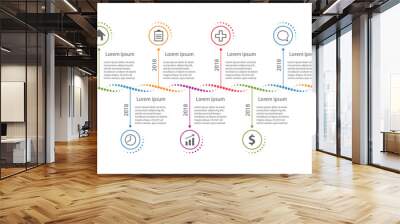 Modern clean business circle DNA style timeline banner. Vector. can be used for workflow layout, diagram, number step up options, web design, infographics Wall mural