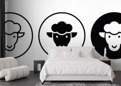 Sheep icon. Animal head. Farm icon button, vector, sign, symbol, logo, illustration, editable stroke, flat design style isolated on white Wall mural