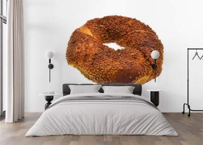 bagel with sesame seeds isolated on white Wall mural