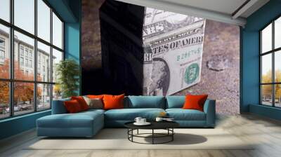 house made of dollars on dark background Wall mural